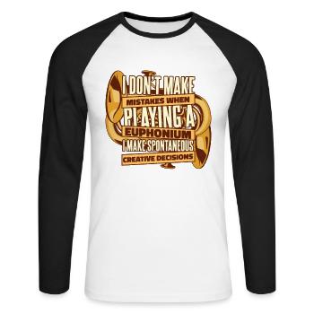Ich mache keine Fehler, wenn ich ein Euphonium spiele - Unisex Baseballshirt langarm - Weiß/Schwarz - Vorne - Nik (191cm)