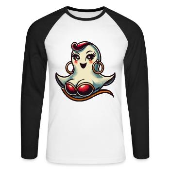 Funny Glamour Ghoul Flashy Halloween - Unisex Long Sleeve Baseball T-Shirt - white/black - Front - Nik (191cm)