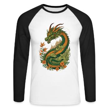 Mystical Garden of Dragons - Unisex Long Sleeve Baseball T-Shirt - white/black - Front - Nik (191cm)