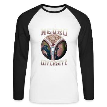 We All Think Differently Neurodiversity - Unisex Long Sleeve Baseball T-Shirt - white/black - Front - Nik (191cm)
