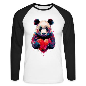 Panda - T-shirt baseball manches longues Homme - blanc/noir - Devant - Nik (191cm)