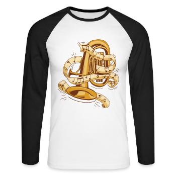 Euphoniste Euphoniumiste Instrumentiste Euphonium - T-shirt baseball manches longues Homme - blanc/noir - Devant - Nik (191cm)