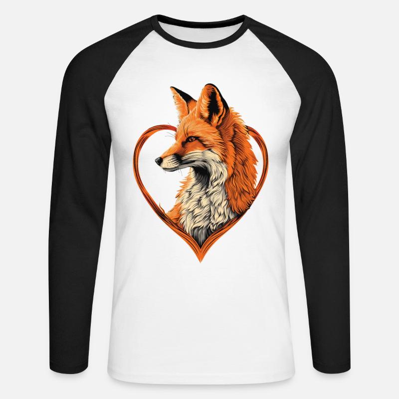 Fuchs - Unisex Baseballshirt langarm - Weiß/Schwarz