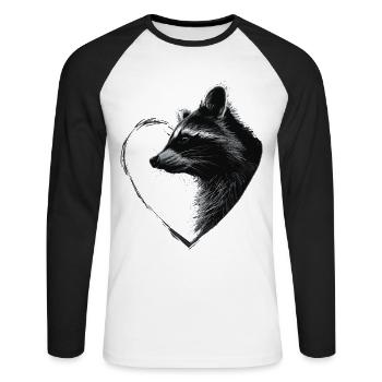 Raton laveur - T-shirt baseball manches longues Homme - blanc/noir - Devant - Nik (191cm)