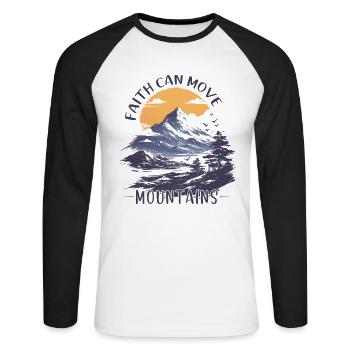 Faith can move Mountains, Christian gift. - Unisex Long Sleeve Baseball T-Shirt - white/black - Front - Nik (191cm)