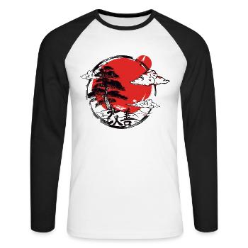 Hiragana Katakana Kaizen-methode Kaizen - Unisex Baseballshirt langarm - Weiß/Schwarz - Vorne - Nik (191cm)
