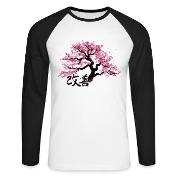 Hiragana Katakana Kaizen-methode Kaizen - Unisex Baseballshirt langarm - Weiß/Schwarz - Vorne - Nik (191cm)