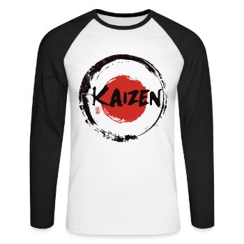 Hiragana Katakana Kaizen-methode Kaizen - Unisex Baseballshirt langarm - Weiß/Schwarz - Vorne - Nik (191cm)