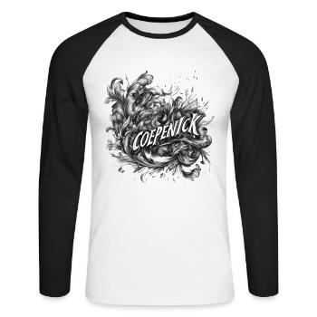 Berlin Köpenick Souvenir Cöpenick Baroque Leaves - Unisex Long Sleeve Baseball T-Shirt - white/black - Front - Nik (191cm)