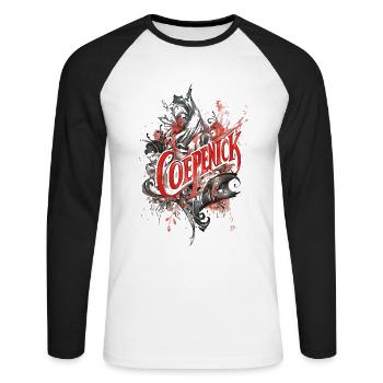 Berlin Köpenick Souvenir Cöpenick Gothic Style - Unisex Long Sleeve Baseball T-Shirt - white/black - Front - Nik (191cm)