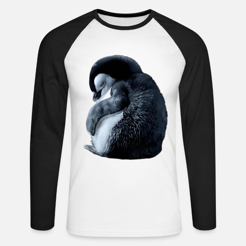 Pinguin - Unisex Baseballshirt langarm - Weiß/Schwarz