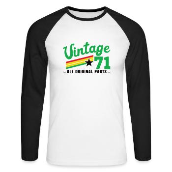 1971 Birthday Vintage All Original Parts No III - Unisex Long Sleeve Baseball T-Shirt - white/black - Front - Nik (191cm)