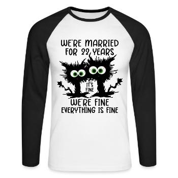 22 Jahre Verheiratet Bronzehochzeit Geschenk - Unisex Baseballshirt langarm - Weiß/Schwarz - Vorne - Nik (191cm)