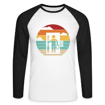 Retro Reparatur Inspektor Techniker Aufzug - Unisex Baseballshirt langarm - Weiß/Schwarz - Vorne - Nik (191cm)