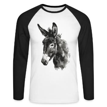 Donkey - Unisex Long Sleeve Baseball T-Shirt - white/black - Front - Nik (191cm)