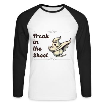 Freak dans la feuille drôle de conception fantôme - T-shirt baseball manches longues Homme - blanc/noir - Devant - Nik (191cm)