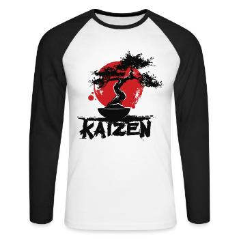 Hiragana Katakana Kaizen-methode Kaizen - Unisex Baseballshirt langarm - Weiß/Schwarz - Vorne - Nik (191cm)