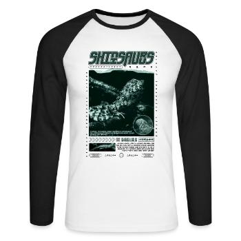 Crocodile chinois lézard Shinisaurus crocodilurus - T-shirt baseball manches longues Homme - blanc/noir - Devant - Nik (191cm)