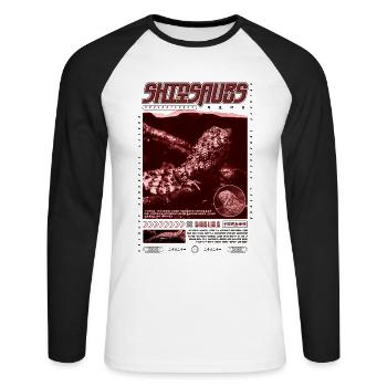 Crocodile chinois lézard Shinisaurus crocodilurus - T-shirt baseball manches longues Homme - blanc/noir - Devant - Nik (191cm)