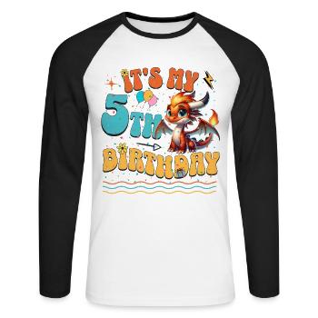 Dragon 5ème anniversaire Dragon - T-shirt baseball manches longues Homme - blanc/noir - Devant - Nik (191cm)