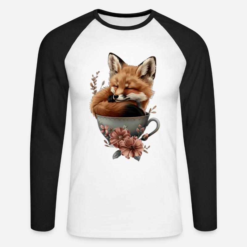 Fuchs - Unisex Baseballshirt langarm - Weiß/Schwarz
