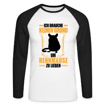 Gerbil No Reason Rodent Gerbil - Unisex Long Sleeve Baseball T-Shirt - white/black - Front - Nik (191cm)