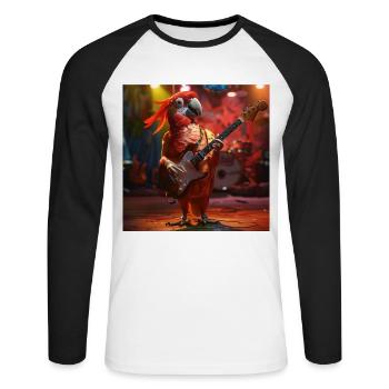 Parrot - Unisex Long Sleeve Baseball T-Shirt - white/black - Front - Nik (191cm)