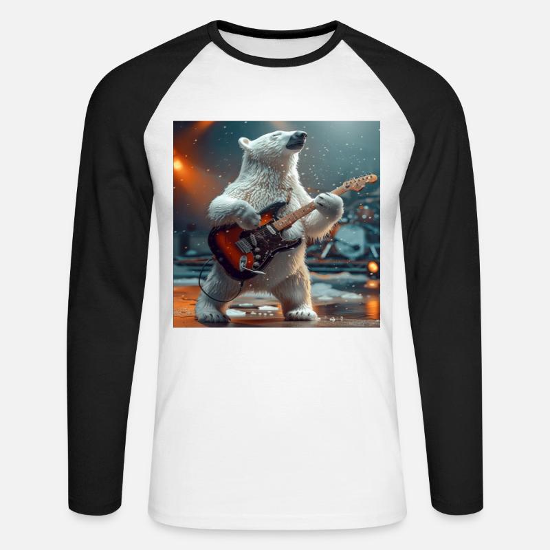 Eisbär - Unisex Baseballshirt langarm - Weiß/Schwarz