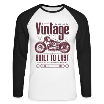 Moto Vintage Motards Moto Anniversaire 1961 - T-shirt baseball manches longues Homme - blanc/noir - Devant - Nik (191cm)