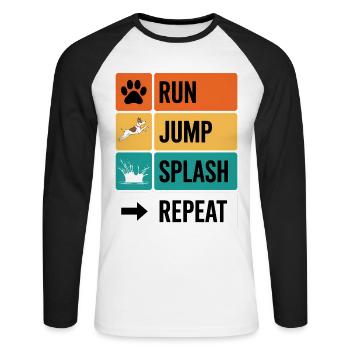 Dock Diving Saying Dog Diving Dock Diving Gift - Unisex Long Sleeve Baseball T-Shirt - white/black - Front - Nik (191cm)