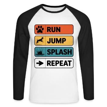 Dock Diving Saying Dog Diving Dock Diving Gift - Unisex Long Sleeve Baseball T-Shirt - white/black - Front - Nik (191cm)