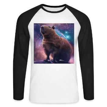 Capybara - Unisex Long Sleeve Baseball T-Shirt - white/black - Front - Nik (191cm)