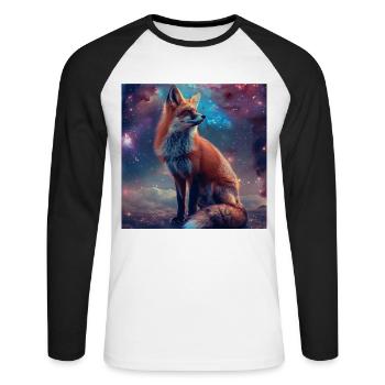 Fuchs - Unisex Baseballshirt langarm - Weiß/Schwarz - Vorne - Nik (191cm)
