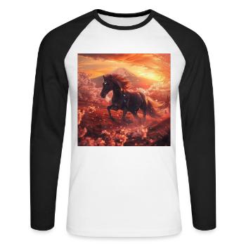 Pferd - Unisex Baseballshirt langarm - Weiß/Schwarz - Vorne - Nik (191cm)