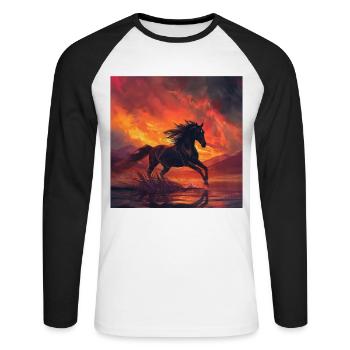 Pferd - Unisex Baseballshirt langarm - Weiß/Schwarz - Vorne - Nik (191cm)