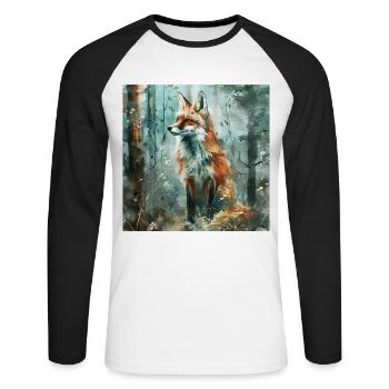 Fuchs - Unisex Baseballshirt langarm - Weiß/Schwarz - Vorne - Nik (191cm)