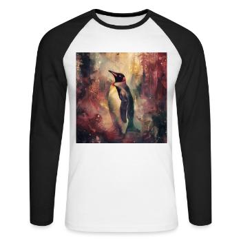 Penguin - Unisex Long Sleeve Baseball T-Shirt - white/black - Front - Nik (191cm)