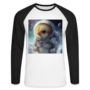 Huhn - Unisex Baseballshirt langarm - Weiß/Schwarz - Vorne - Nik (191cm)