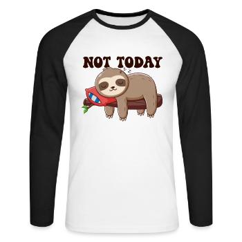 Nicht heute Folivora Braunkehl-Pilosa-Liebhaber - Unisex Baseballshirt langarm - Weiß/Schwarz - Vorne - Nik (191cm)