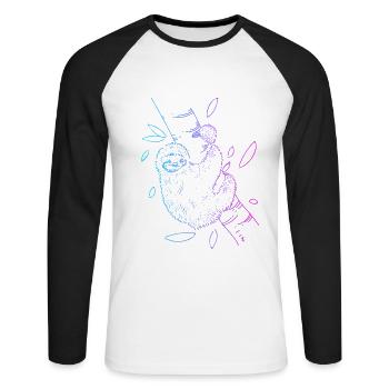 Brown-Throated Pilosa Folivora Lover Sloth - Unisex Long Sleeve Baseball T-Shirt - white/black - Front - Nik (191cm)