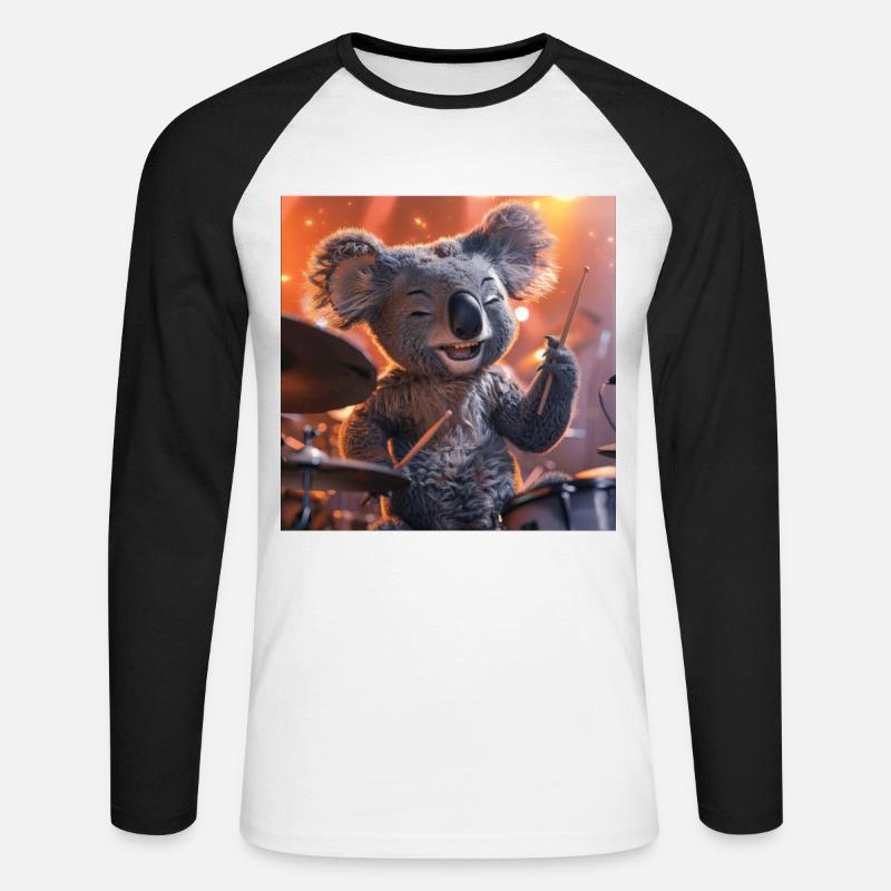 Koala - Unisex Baseballshirt langarm - Weiß/Schwarz