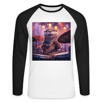 Otter - Unisex Baseballshirt langarm - Weiß/Schwarz - Vorne - Nik (191cm)