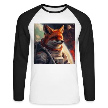 Fuchs - Unisex Baseballshirt langarm - Weiß/Schwarz - Vorne - Nik (191cm)
