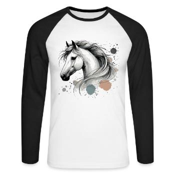 cheval, équitation, cavalier, propriétaire de cheval, sport équestre - T-shirt baseball manches longues Homme - blanc/noir - Devant - Nik (191cm)