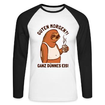 Guten Morgen Ganz Dünnes Eis Pilosa Folivora - Unisex Long Sleeve Baseball T-Shirt - white/black - Front - Nik (191cm)