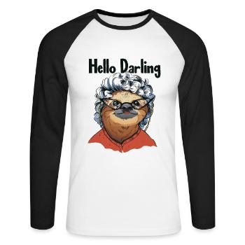 Bonjour Darling Folivora Pilosa à gorge brune - T-shirt baseball manches longues Homme - blanc/noir - Devant - Nik (191cm)