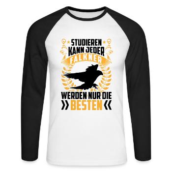 Falkner kann jeder Beizjagd Falknerei - Unisex Baseballshirt langarm - Weiß/Schwarz - Vorne - Nik (191cm)