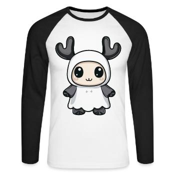 Elch Halloween Lustig Geist - Unisex Baseballshirt langarm - Weiß/Schwarz - Vorne - Nik (191cm)