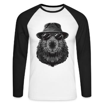 capybara - Unisex Long Sleeve Baseball T-Shirt - white/black - Front - Nik (191cm)