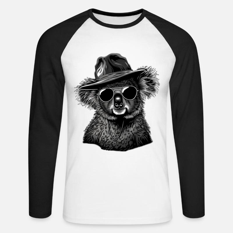 Koala - Unisex Baseballshirt langarm - Weiß/Schwarz